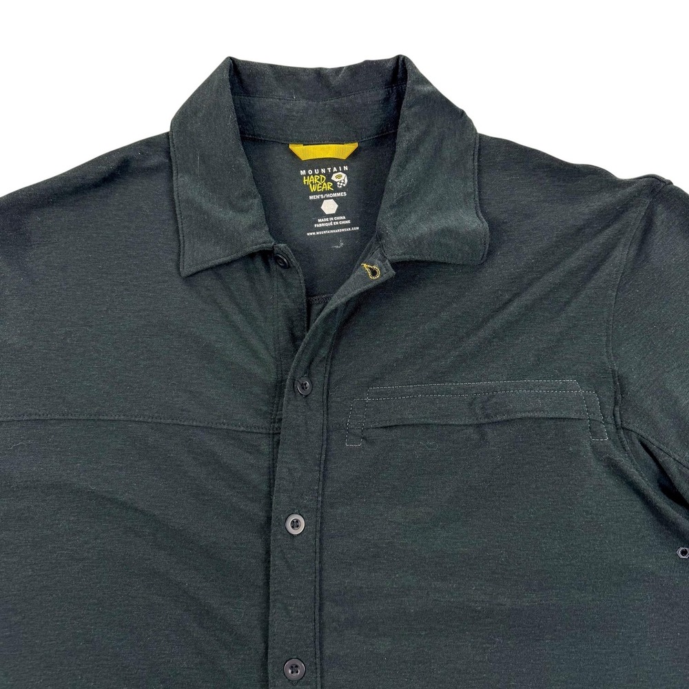 Mountain Hardwear Shirt Mens Large Black Stretch Short Sleeve Button Up‎ Outdoor